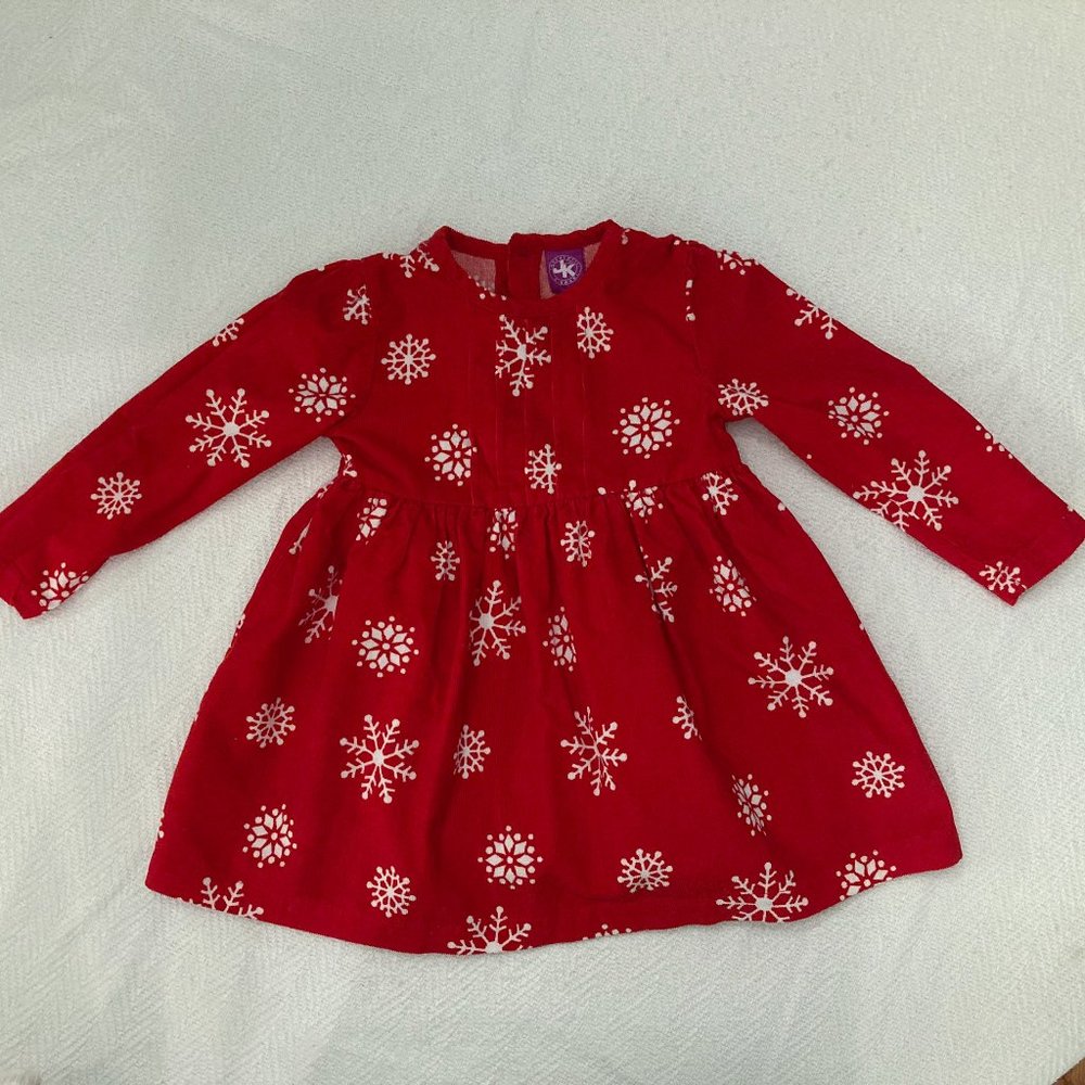 Red Corduroy Snowflake Holiday Dress